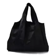 Black, Foldable Eco-Friendly Nylon Grocery Bags, Reusable Waterproof Shopping To