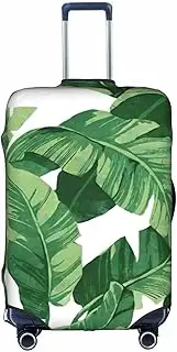 [Pvinnk] Cute green palm leaves Print Protective Luggage Cover Elastic Washable Suitcase Protector Travel Gear Protector, White, Large