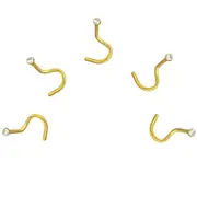 5 X Gold Cone Nose Studs 1.3 mm