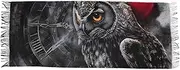 [XYMZR] Red Heart Owl Clock Women’s Scarf Soft Warm Long Scarves Shawl Wrap for Winter Autumn Spring Travel Office Home, Multi-colored