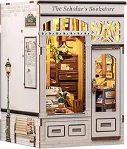 CUTEBEE Book Nook Kit - DIY Miniature House Dollhouse Kit for Adults and Teens, 3D Wooden Puzzle Booknook Build Bookshelf Decor for Family and Friends (The Scholar's Bookstore)