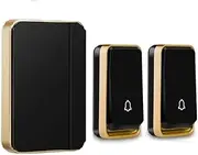 【No Battery Required】 Waterproof Wireless Doorbell, AURTEC Door Chime Kit with 2 Press Self-Powered Transmitter & 1 Plug-in Receivers, 51 Chimes and 4 Volume Levels, Black