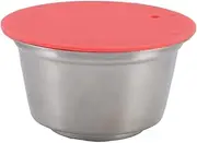 Nutriess Coffee Capsule Set Stainless Steel Reusable Coffee Filter Cup with Powder Cover for dol ce gus to Red Refillable Coffee Pods with Filter Coffee Capsule Set (Red)