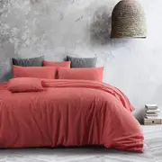 Coral Textured Print Quilt Cover Set - Pure Cotton with Ornate Patterns