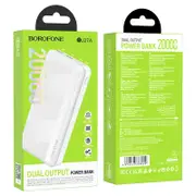 BOROFONE (BJ27A) 20000mAh Charging 4 Ports (2 USB + 1 Type +1 Micro USB) Portable Power Bank (Whtie)