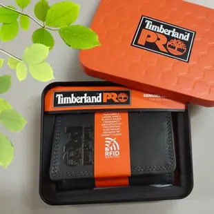 【Timberland】男皮夾 短夾 三折 PRO款 牛皮夾 品牌盒裝／黑
