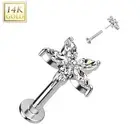 Piercing Labret Ear White Gold 14 Gold Flower Petals