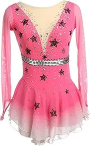[Zagitova] Ice Figure Skating Dress for Girls Patchwork Women Breathable Competition Dance Clothing with Shiny Rhinestone