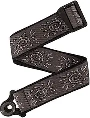D'Addario Auto Lock Guitar Strap - Acoustic & Electric Guitar Accessories - Easy to Use Auto Locking Guitar Straps - Uses Existing Guitar Strap Buttons - Vintage Sun, Silver