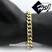 8.5"MEN Stainless Steel 9x4mm Silver/Gold Plated Cuban Curb Link Chain Bracelet