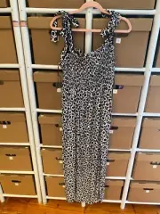 Diane Von Furstenberg Target Size XL Smocked Tie Strap Neutral Poppy Midi Dress