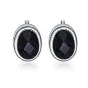 Sterling Silver Oval Stone Droplet Stud Hypoallergenic Earrings