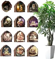 Mouse Hole Wall Decal - 12pcs Mouse Hole Wall Decor Sticker Decal, PVC Funny Adorable Peel and Stick Mouse in A Hole Decal for Kids Room, Classroom, Bedroom, Bookcase, Living Room Nursery