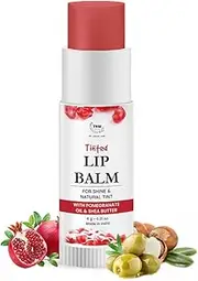 TNW-The Natural Wash Pomegranate Multipurpose Tinted Lip Balm for Dry & Chapped Lips- Red, 6g | 100% Natural Red Tint Add Glossy Sheen on Lips for long-lasting with Shea Butter & Vitamin E