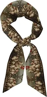 [YANYU] A Brood of Chickens Print Lightweight Fashion Scarves Versatile Shawls Wraps Women All Occasions Travel Gift, Black