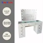 WHITE GLASS TOP MAKE-UP DRESSER TABLE WITH LED MIRROR WITH DRAWER KLDS11-K