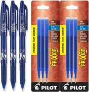 Pilot FriXion Gel Ink Pen Erasable, Blue Ink Fine Point 0.7mm & Refills