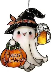 Ghost Stained Glass | Ghost Decor - Sun Catcher Cute 2D Spooky Ornaments Decorations for Window Holiday Crafts, Home Classroom Outdoor