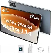Tablet with SIM Card Slot,10-inch Tablet Android 14,4G LTE Tablet and Phone (Make Calls),16GB RAM,256GB ROM (TF up to 1 TB),GSM Unlocked,Phablet,6000 mAh,GPS,Octa-Core(Grey)