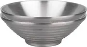 IMEEA 2-Pieces Large Soup Bowls SUS304 Stainless Steel Ramen Noodle Bowl 37oz Double Wall Serving Bowl for Udon Pasta Salad Cereal