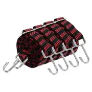 4Pcs 79 Inch Adjustable Bungee Cords Straps with Hooks, Black Red