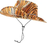 [Totority] Tiger Print Cowboy Hat Adjustable Cowgirl Hat for Women Unique Elegance for