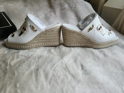Karl Lagerfeld Womens Corissa Pins Espadrille Platform Wedge Sandals Sz 9.5