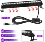Upgraded 36W LED Black Light Bar, Premium Flood Light with Plug+Switch+5ft Cord