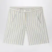 [Bonpoint] Bermuda Elista white/blue striped 12 Y Light blue