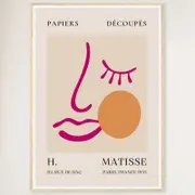 Galrie Papiers Découpés Pink Face by H. Matisse Print (1955) Elegant for your Home, Wood Frame, A0 84 x 119cm (33 x 47inch)