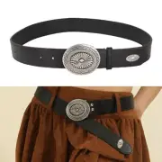 Vintage Leather Belt Adjustable Leather Wide Belt Fashion Accessory Jeans Belt