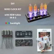 DIY KIT with NEW tubes IN-8-2 Nixie Clock RGB Backlight Alarm *All parts*