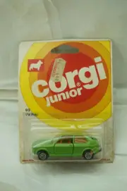 CORGI JUNIOR VW POLO TOY CAR # 92 MIP 1976 METTOY FACTORY SEALED MIP GREEN