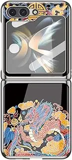 Case for Samsung Galaxy Z Flip5, Luxury Glass Case, Anti-Shock and Drop-Proof, Fashionable Graffiti with Built-in Screen Protection (8,for Galaxy Z Flip5)