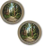 [No Thorns Media] Redwood National Park California 2 Pack Pinback Buttons 2.25" Fun Pins for Clothes, Backpacks, Hats, and Jackets - Cartoon, Retro, and Punk Style Lapel Badges, Slogans, and Party Pins ID45000, Metal,