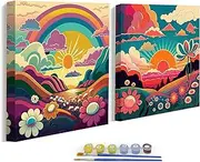 KYOQFVN 2 Framed DIY Paint by Numbers for Adults Beginner, Paint by Number for Adults Framed Canvas, Painting by Numbers for Adults, 2 8x8, Paint by Number for Adults, Crafts for Adults (with Frame)