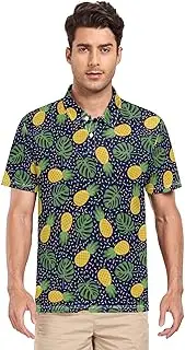 [ZZXXB] Pineapple Palm Leaves Men's Polo Shirts Short Sleeve Quick Dry Athletic Outdoor Sports Golf Shirts S-XXL