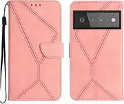 Compatible with Google Pixel 6 Pro 5G Case,Compatible with Google Pixel 6 Pro 5G Kickstand Flip Card Slot Magnetic Closure Phone Cover Pink