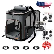 Stylish and Safe Pet Carrier Backpack for Cats and Medium Dogs – Grey Polyester