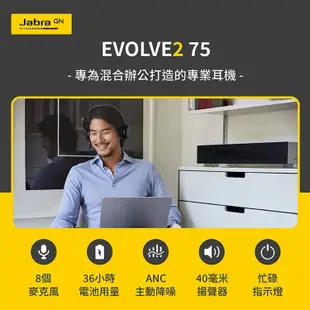 Jabra Evolve2 75 商務藍牙無線耳機麥克風