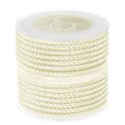 2pcs Nylon Thread Twine Beading Cord 4mm Braided String 3.2M/10.5 Feet, Cream