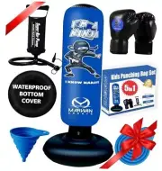 2024 Upgraded 5-in-1 Kids Punching Bag Set – Inflatable Boxing Bag Toy Blue