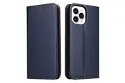 For iPhone 15 Pro Case Leather Flip Wallet Folio Cover with Stand Blue