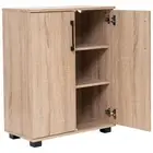 Multi-Purpose Storage Cupboard 2 Door w/ Shelves Low Style Cabinet Oak