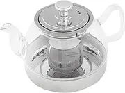 ibili Teapot Set Kristall-Induction with Filter 800 ml of Glass/Metal, Transparent/Silver