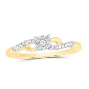 10kt Yellow Gold Womens Round Diamond Cluster Promise Bridal Ring 1/10 Cttw
