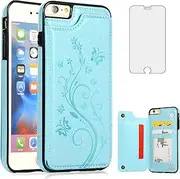 Asuwish Phone Case for iPhone 6plus 6splus 6/6s Plus with Tempered Glass Screen Protector Card Holder Wallet Cover Flip Cell iPhone6 6+ iPhone6s 6s+ i 6P 6a S Six iPhone6splus Cases Women Green