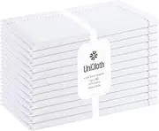 UniQloth Set of 12 Hemstitch Cloth Dinner Napkins Cotton - Soft Durable Washable - Ideal for Farmhouse Party Wedding Christmas Easter - Perfect Everyday Use Table Linen Cloth Napkins 18x18 White