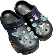 [Hhhchpm] Women's Platform Clogs Slippers Beach Sandals Gardeners Clogs High Heel Mule Slippers Gardening Shoes DIY Butterfly Accessories Sandals
