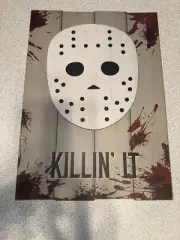 JASON VOORHEES MASK KILLIN' IT Halloween Wood Sign 10"x14" From FRIDAY THE 13th
